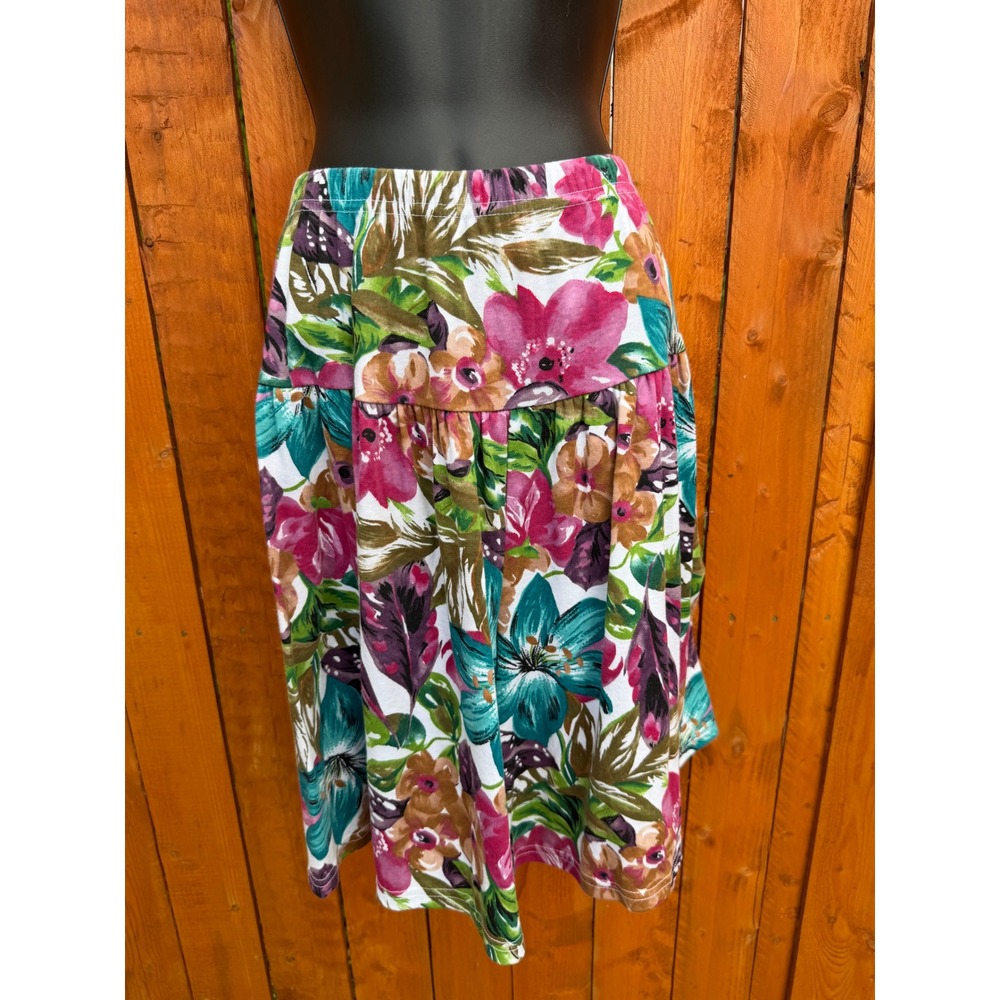 Vintage Cristin Stevens Sport Floral Drop Waist Skirt Small Pink Teal USA Made